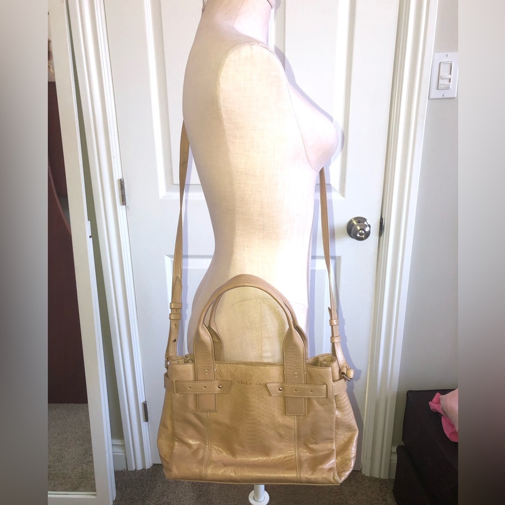 Cole Haan Beige Leather Tote Bag